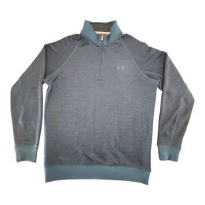 EUC Under Armour Men's Golf Quarter Zip Coldgear Sweater‎ Size Large Teal Blue